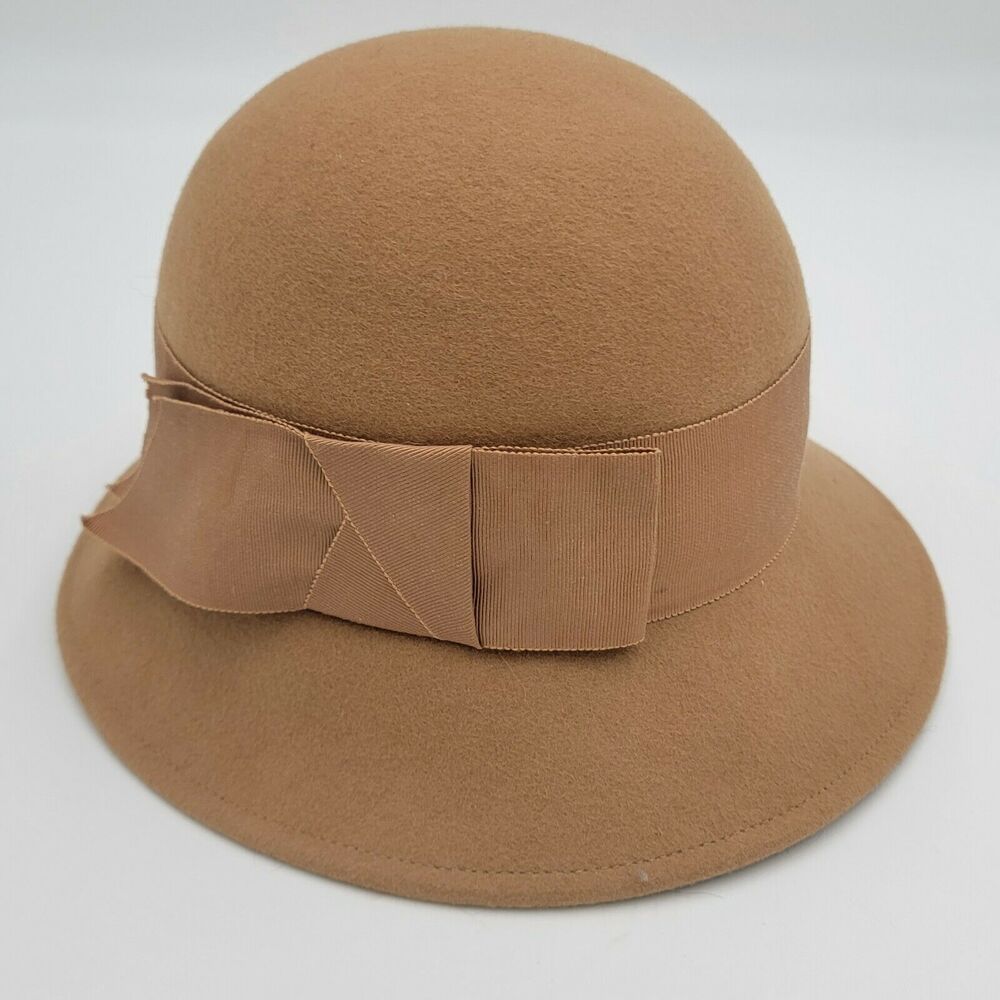 Compliments by Frank Olive Beige 100% Wool Tally Ho Dome Hat 70s 80s Equestrian